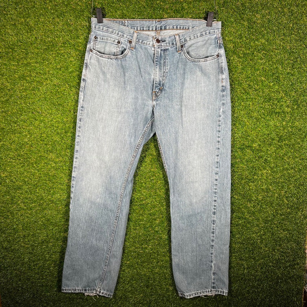 Levis 505 Regular Fit Jeans Mens 36x30‎ Light Wash Blue Denim Straight Leg